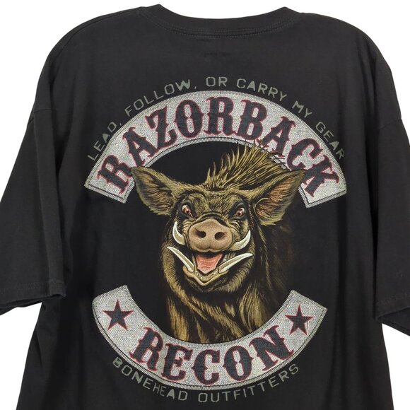 Bonehead Outfitters Razorback Recon Graphic T-Shirt cotton Black X-Large - Picture 3 of 8